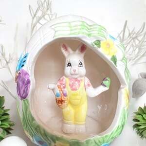 VINTAGE CERAMIC Easter Bunny K's Collection Rabbit Figure Ornament 5” 1567-56